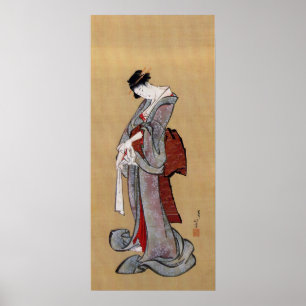 Japanische Geisha-Frau, Hokusai, Ukiyo-e Poster