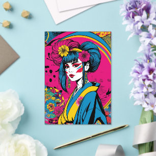 Japanische Geisha-Frau in traditionellem Kimono Acryleinladungen