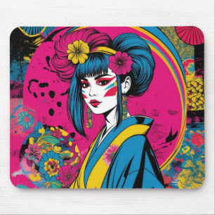 Japanische Geisha-Frau in traditionellem Kimono Mousepad