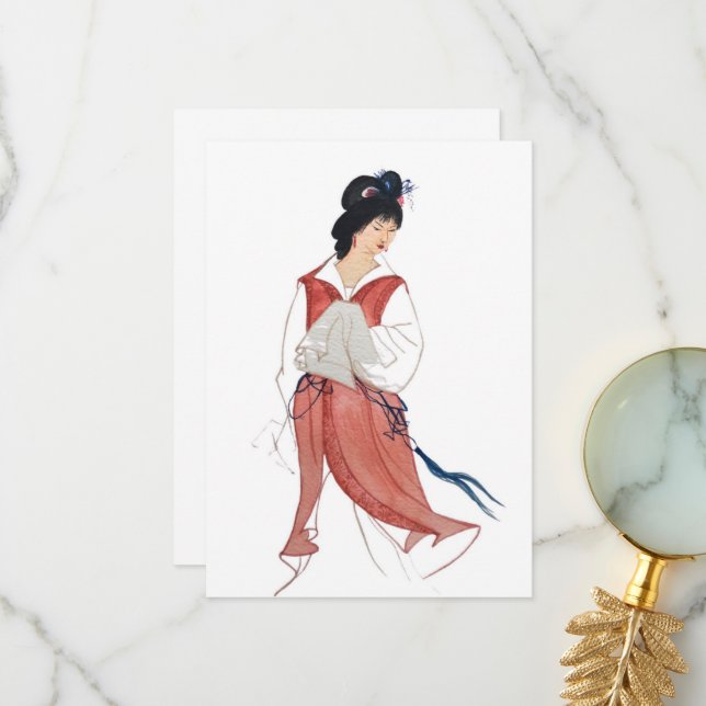 Japanische Geisha Grußkarten Dankeskarte (Vorderseite/Rückseite Beispiel)