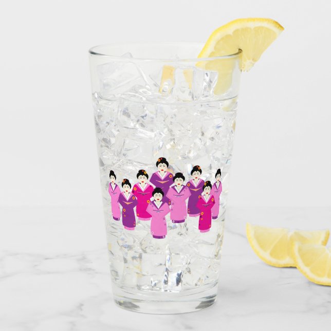 Japanische Geisha in Kimonos Hübsch Glas (Rückseite Ice)