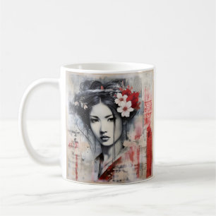 Japanische geisha-Kaffee-Tasse mit gemischten Medi Kaffeetasse