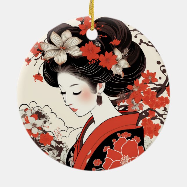 Japanische Geisha-Keramik Keramik Ornament (Hinten)
