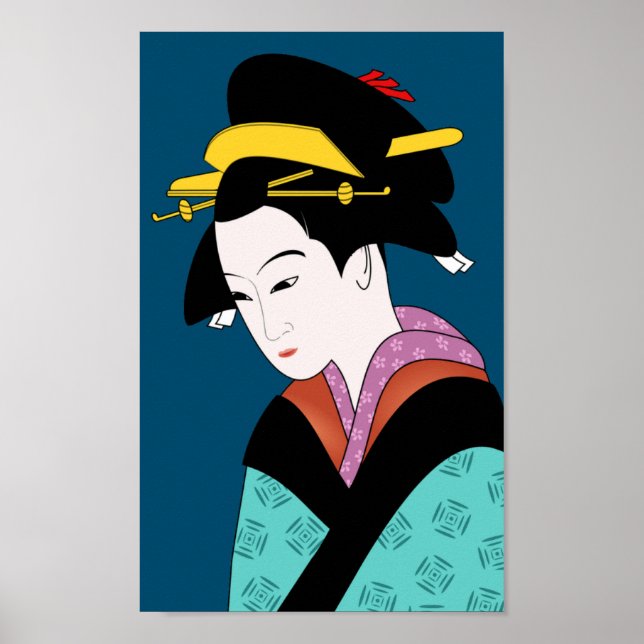 Japanische Geisha Kimono-niedliche Kunst Poster (Vorne)