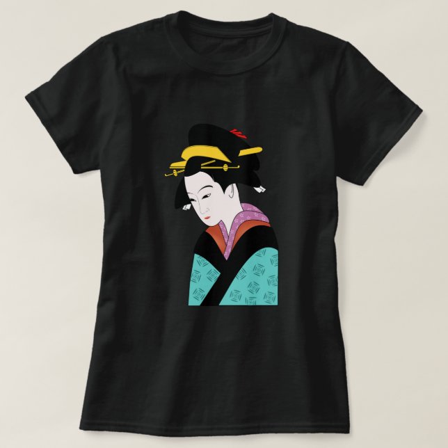 Japanische Geisha Kimono-niedliche Kunst T-Shirt (Design vorne)