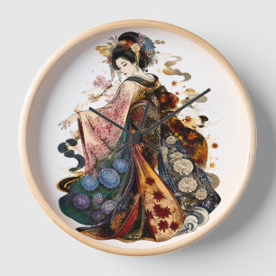 Japanische Geisha-Kunst Kimono und saisonale Blu Uhr
