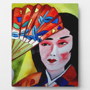 japanische Geisha mit originaler Kunstmalerei Fotoplatte