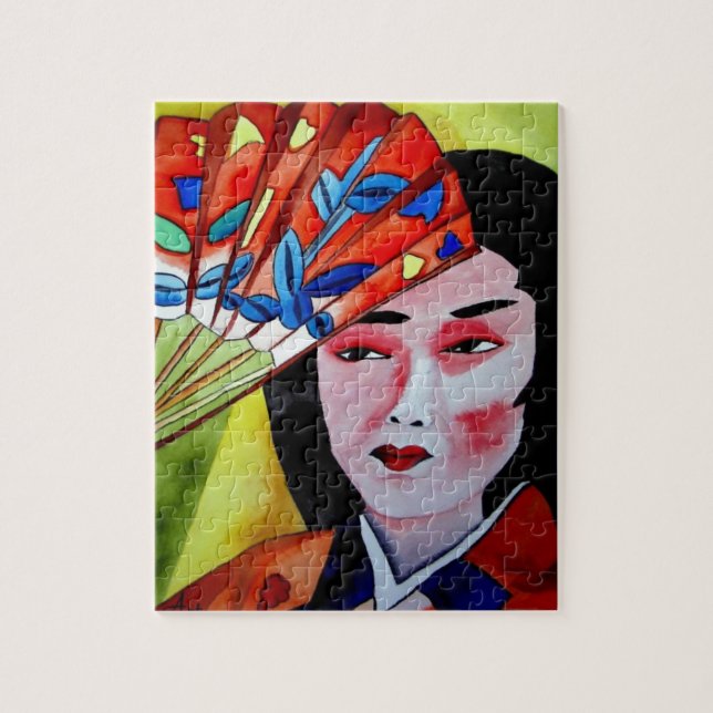 japanische Geisha mit originaler Kunstmalerei Puzzle (Vertikal)