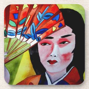 japanische Geisha mit originaler Kunstmalerei Untersetzer