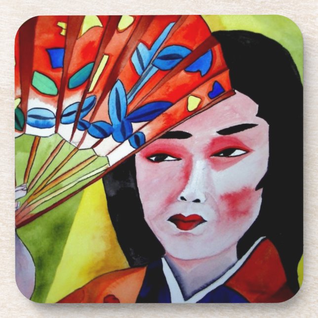 japanische Geisha mit originaler Kunstmalerei Untersetzer (Vorderseite)
