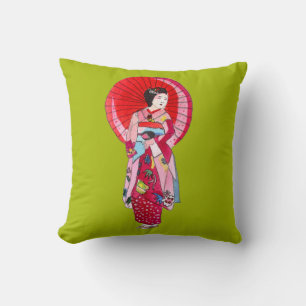 Japanische Geisha-niedliche Kimono-Originalkunst Kissen