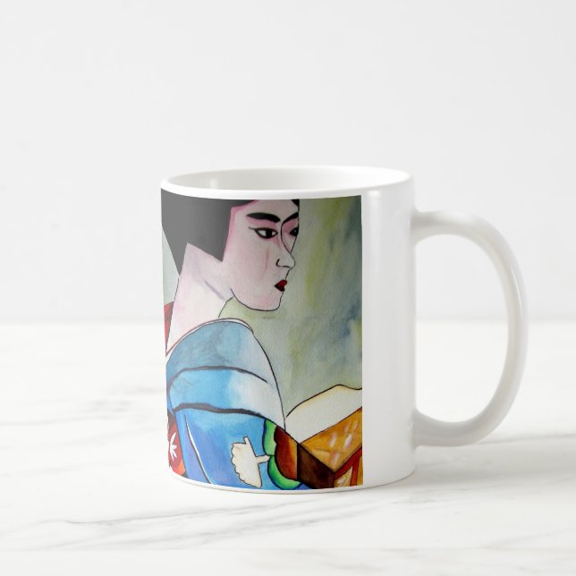 Japanische Geisha-Originalmalerei Kaffeetasse (Rechts)