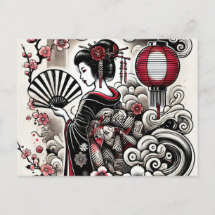 Japanische Geisha Postcard - Elegante Kunst Postkarte