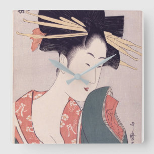 Japanische Geisha Quadratische Wanduhr