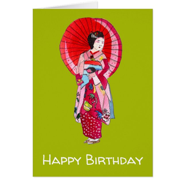 Japanische Geisha-Rote Kimono-niedliche Kunst (Vorne)