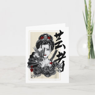 Japanische Geisha-Tätowierung Retro Vintage Samura Karte