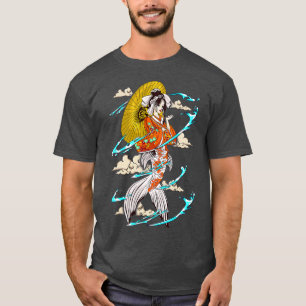Japanische Geisha und Koi fischen Japan Liebhaber T-Shirt