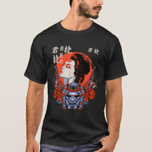 Japanische Geisha und Samurai Art drucken Stoic Fi T-Shirt