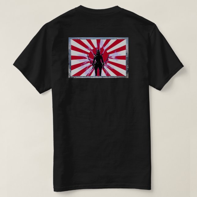 Japanische Gerahmte Flagge und aufstrebende Sun Sa T-Shirt (Design Rückseite)