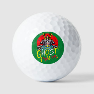 Japanische Ghost Samurai Kampfkunst im Retro-Stil Golfball