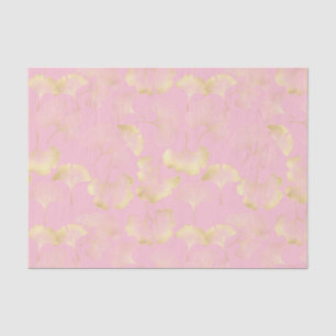 Japanische Ginkgo-Gold-Linienkunst Rosa Muster Seidenpapier