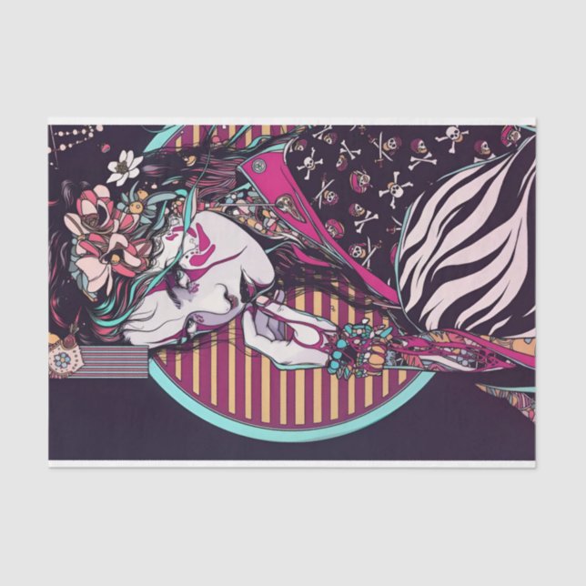 Japanische GIrl-Blume im Haar Seidenpapier (Vorderseite)