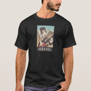 Japanische Gitarrist Artwork Samurai Playing Guita T-Shirt