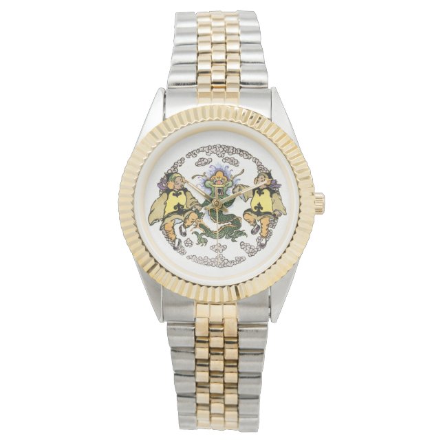 Japanische Glücksdrachenuhr beim Spielen mit Kinde Armbanduhr (Vorderseite)