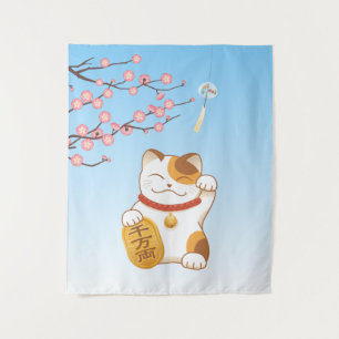 Japanische Glückskatze, Maneki Neko Wandteppich