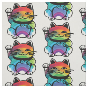Japanische Glückskatze mit Regenbogen Stoff