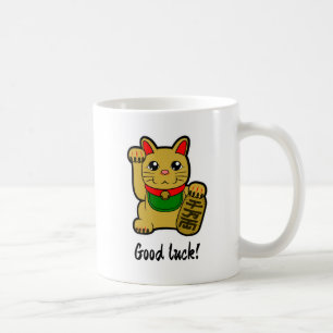 Japanische goldene Glückskatze "Viel Glück" Kaffeetasse