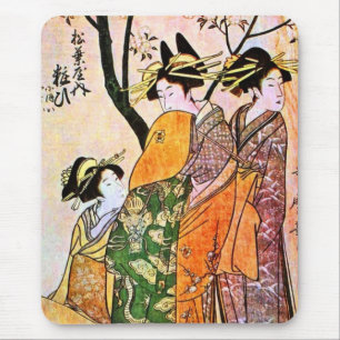 Japanische Gravur Drei Geisha 1911 Mousepad