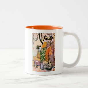 Japanische Gravur Drei Geisha 1911 Zweifarbige Tasse