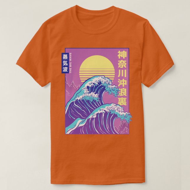 Japanische Great Wave Retrowave-Synthwave T-Shirt (Design vorne)