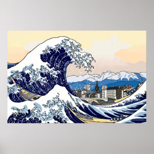 Japanische Große Welle trifft die französischen Al Poster