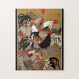 Japanische Hähne und Hühner Puzzle