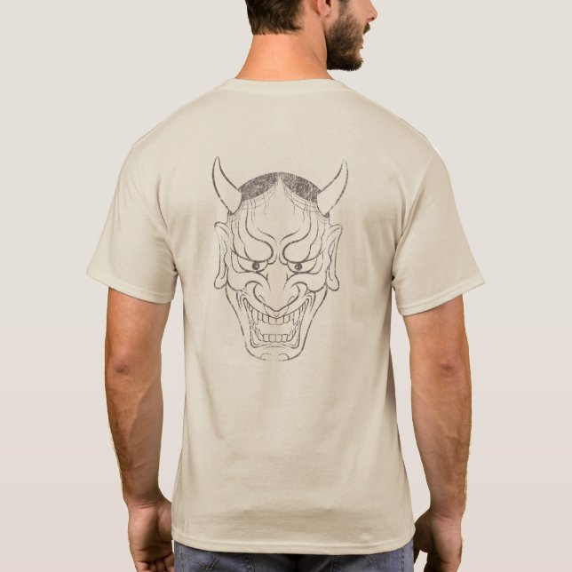 Japanische Hannya-Maske - Schwarz und Weiß T-Shirt (Rückseite)