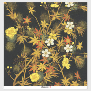 Japanische Herbstblätter Antique Botanical Aufkleber