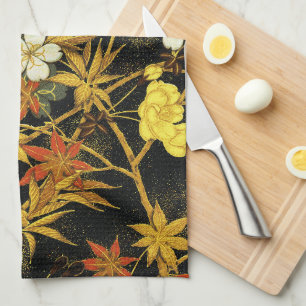 Japanische Herbstblätter Antique Botanical Geschirrtuch