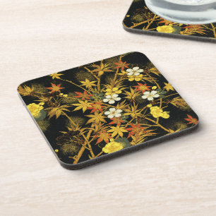 Japanische Herbstblätter Antique Botanical Getränkeuntersetzer