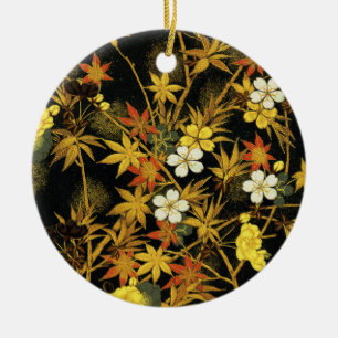 Japanische Herbstblätter Antique Botanical Keramik Ornament