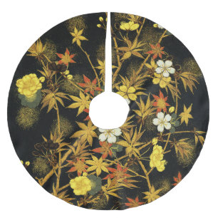 Japanische Herbstblätter Antique Botanical Polyester Weihnachtsbaumdecke