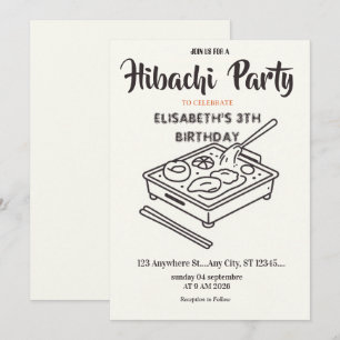 Japanische Hibachi-Abendparty Geburtstagseinladung Einladung