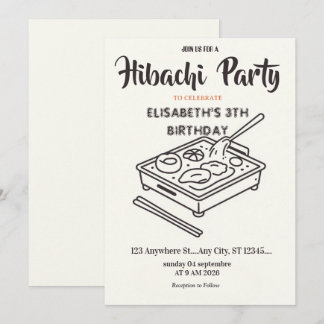 Japanische Hibachi-Abendparty Geburtstagseinladung Einladung
