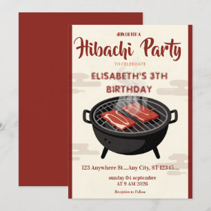 Japanische Hibachi-Abendparty Geburtstagseinladung Einladung