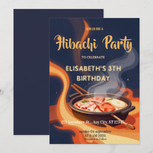 Japanische Hibachi-Abendparty Geburtstagseinladung Einladung