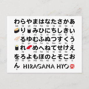 Japanische Hiragana-Tabelle (Sushi) Postkarte