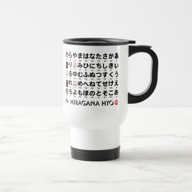 Japanische Hiragana- u. Katakanatabelle (Alphabet) Reisebecher (Rechts)