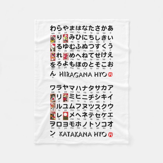 Japanische Hiragana- u. Katakanatabelle Fleecedecke (Vorderseite)
