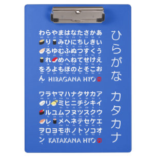 Japanische Hiragana- u. Katakanatabelle (Sushi) Klemmbrett